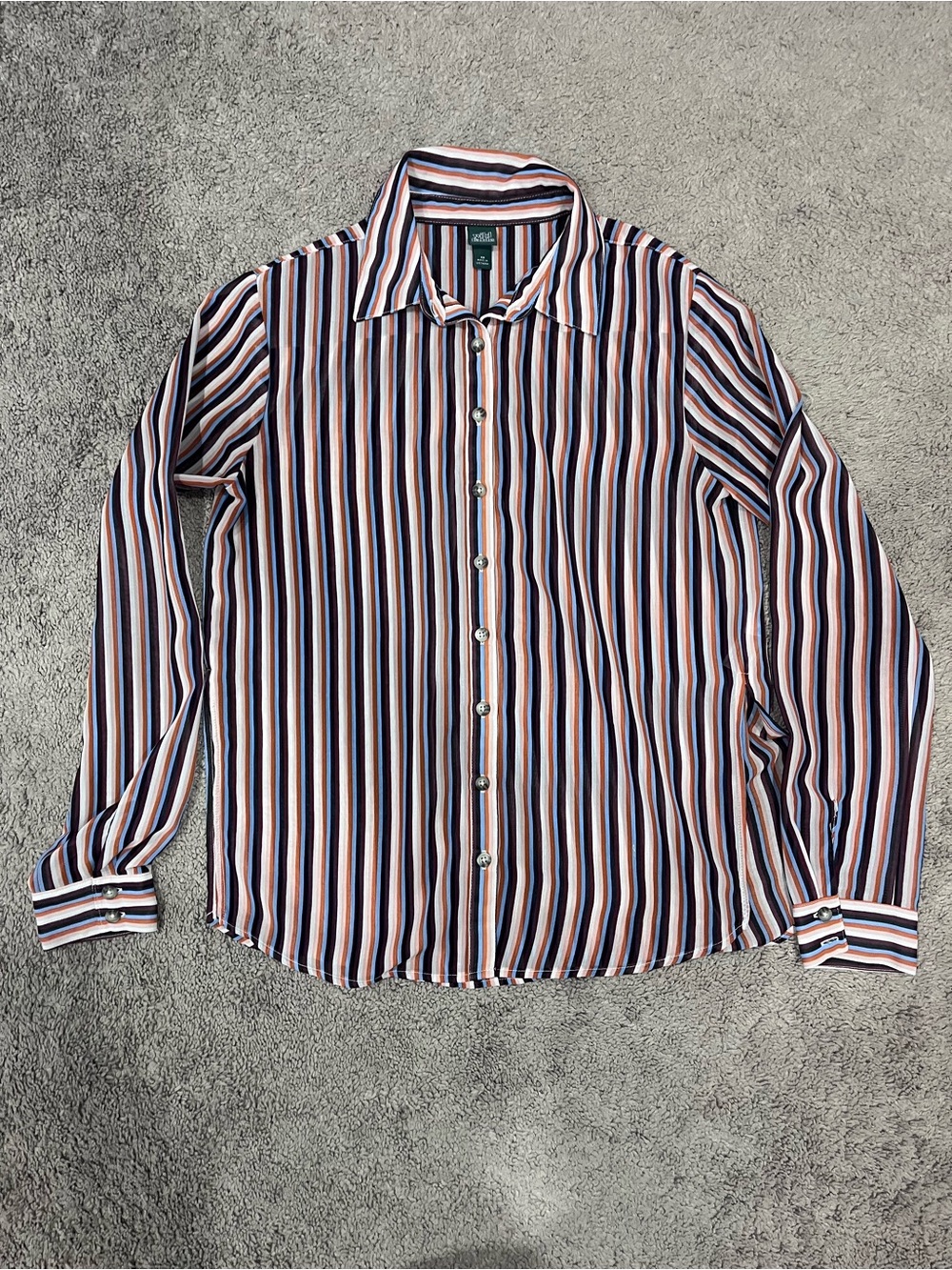wild fable Multi Coloured Striped Button Up Sheer Shirt - Size Extra Small